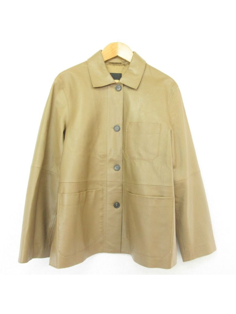 Max Mara Maxmara Weekend Leather Coat 36 Brown